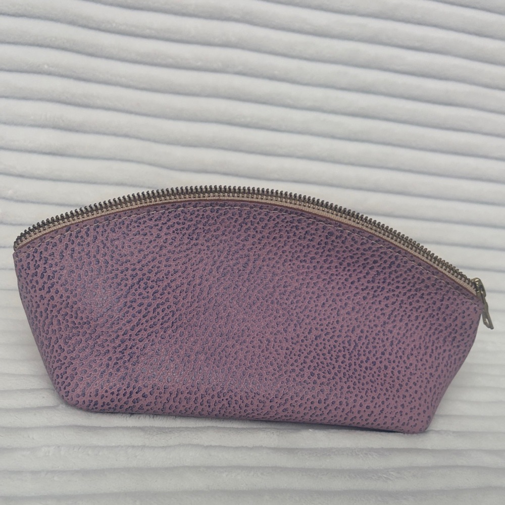 Women’s Lilac Textured Cosmetic Pouch with Gold Zipper - Picture 2 of 6